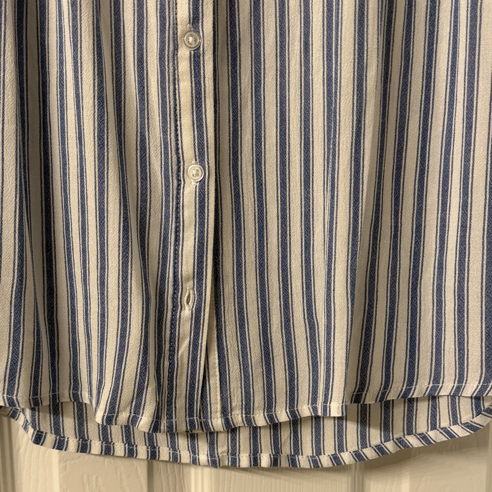 Maurices Blue and White Striped Button-Down Shirt - Picture 5 of 10